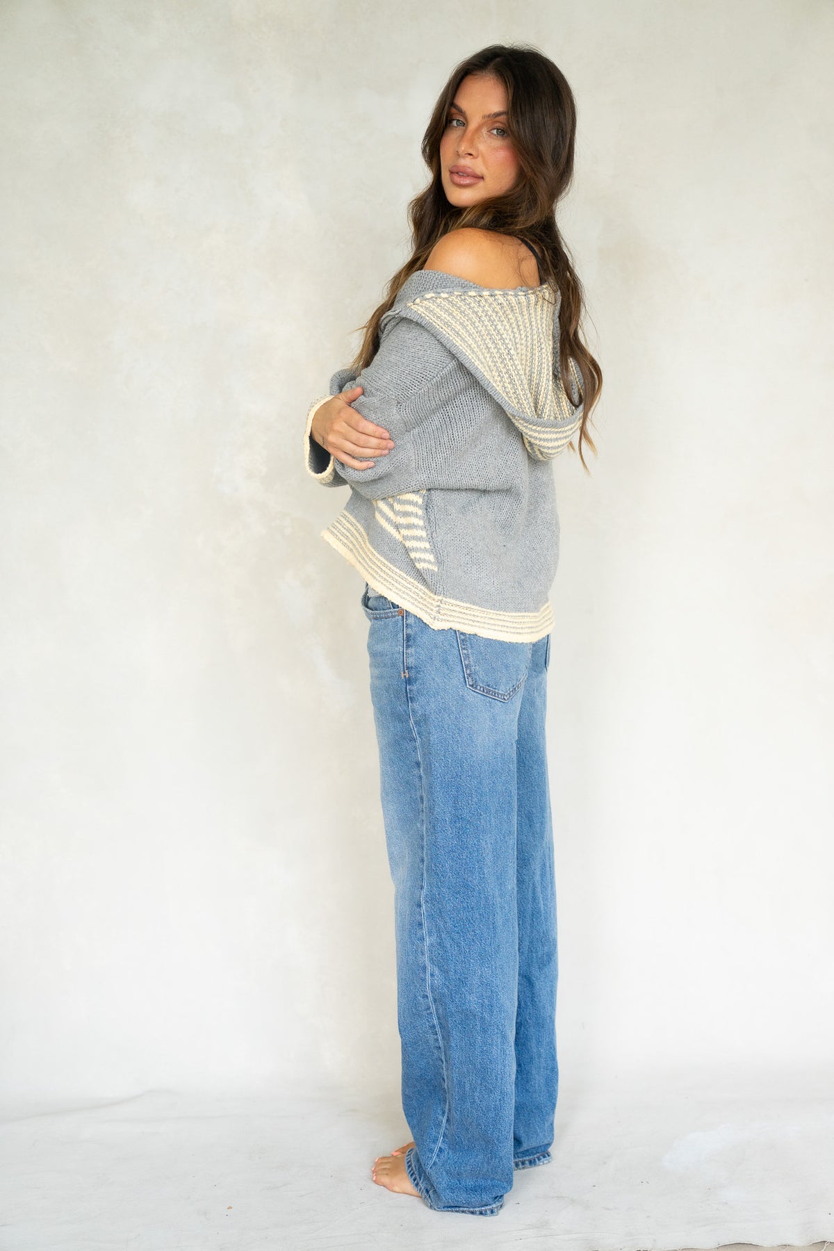 Effortless Striped Zip Up
