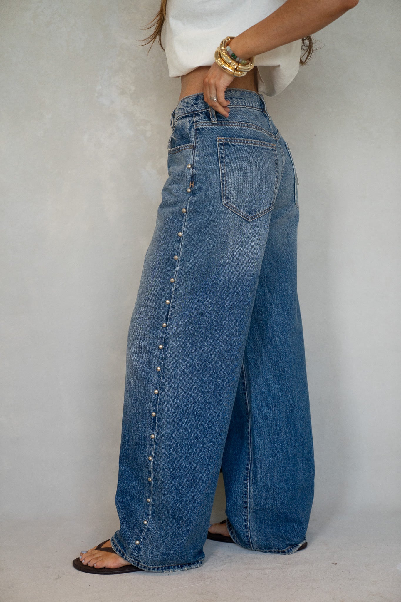 Studded Relaxed Fit Denim