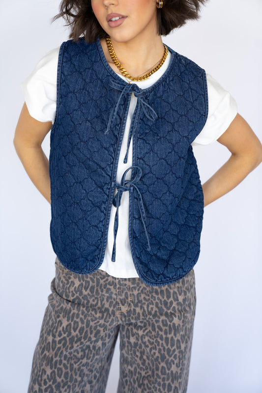 Quilted Denim Vest