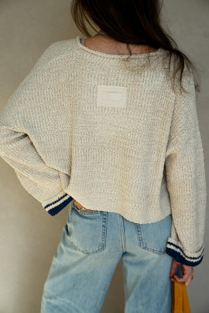 Navy Stripe Patch Sweater