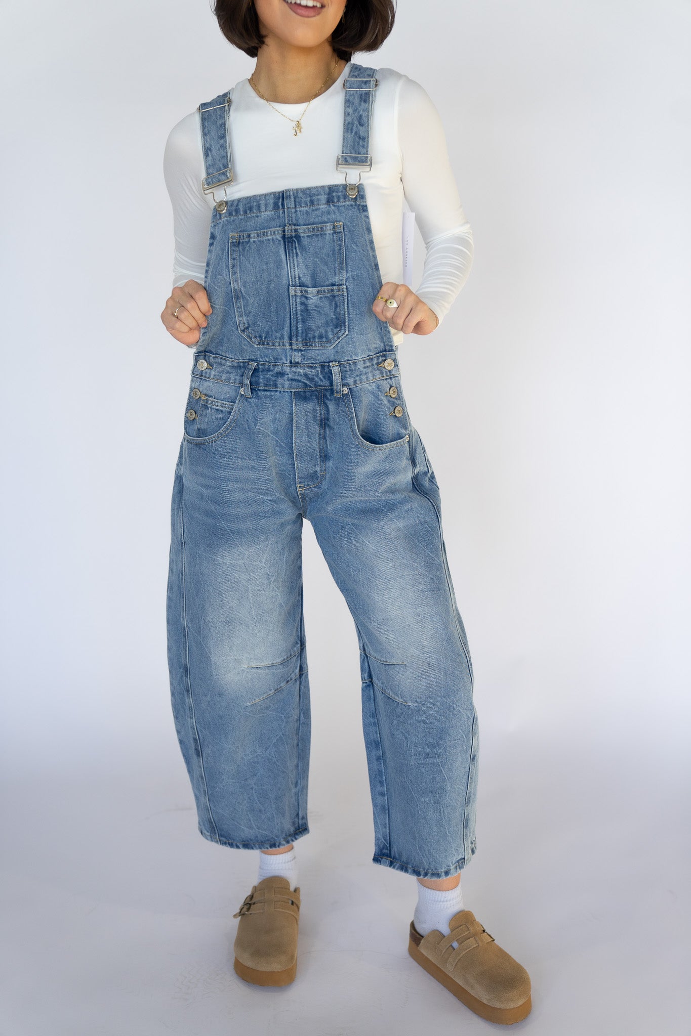 Denim Barrel Overalls