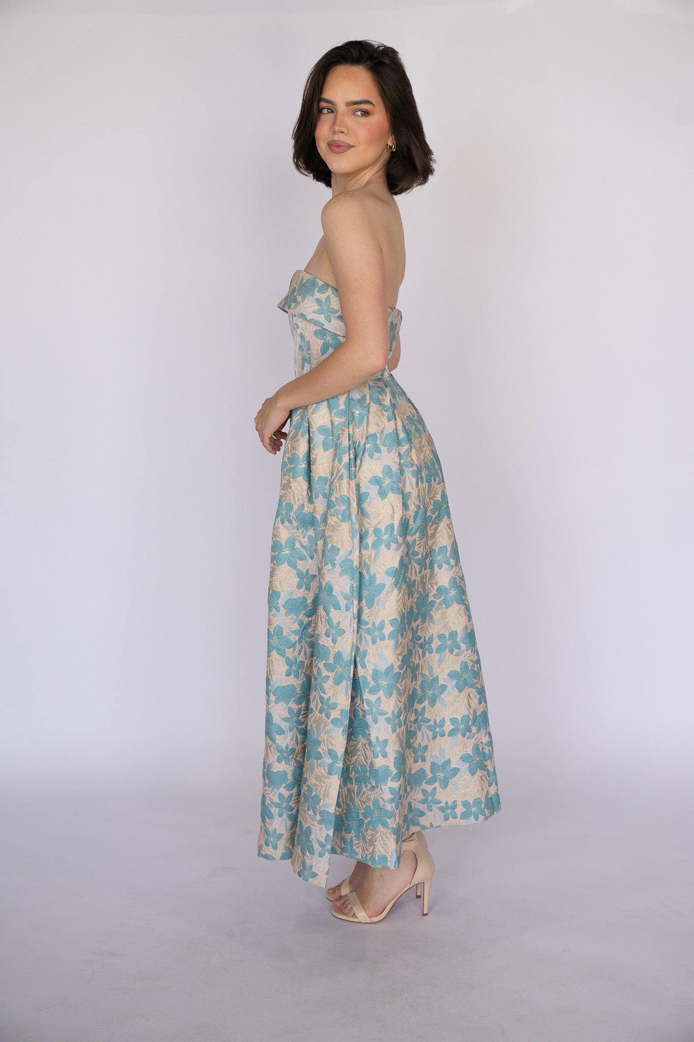 Evening Bloom Strapless Gown