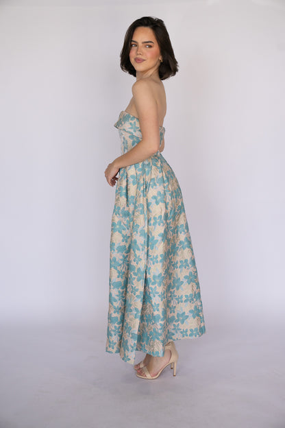 Evening Bloom Strapless Gown