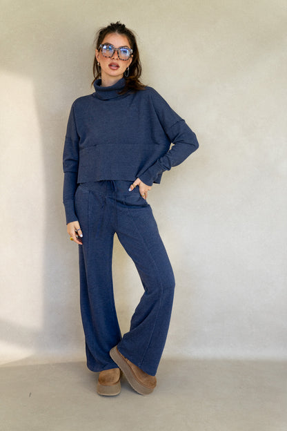 Terry Ribbed Raw Hem Pants (Multiple Colors)