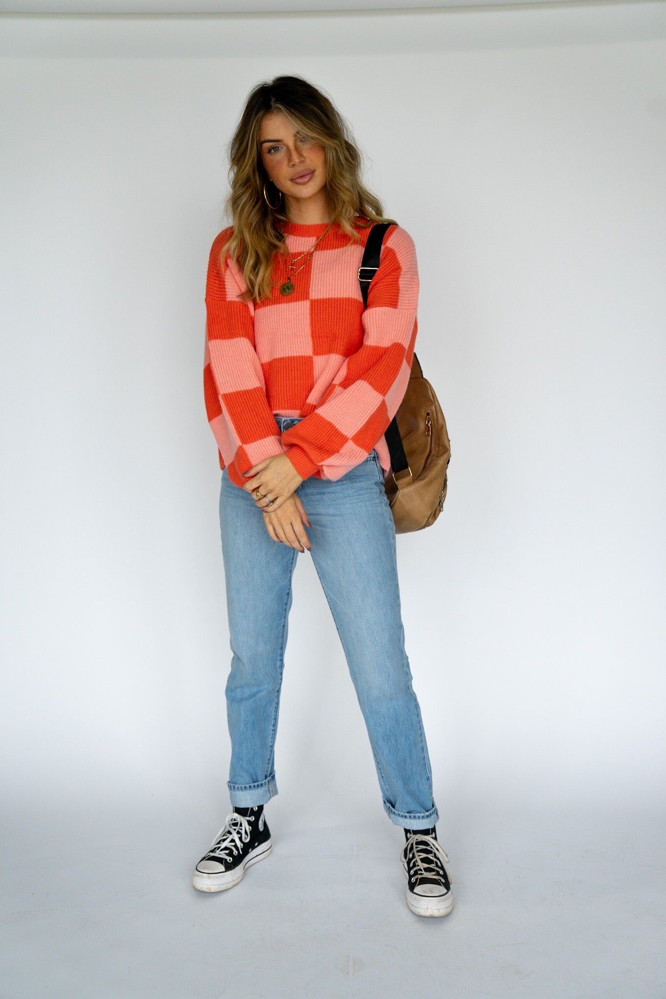 Checkered Knit Sweater (Multiple Colors)