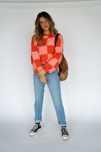 Checkered Knit Sweater (Multiple Colors)