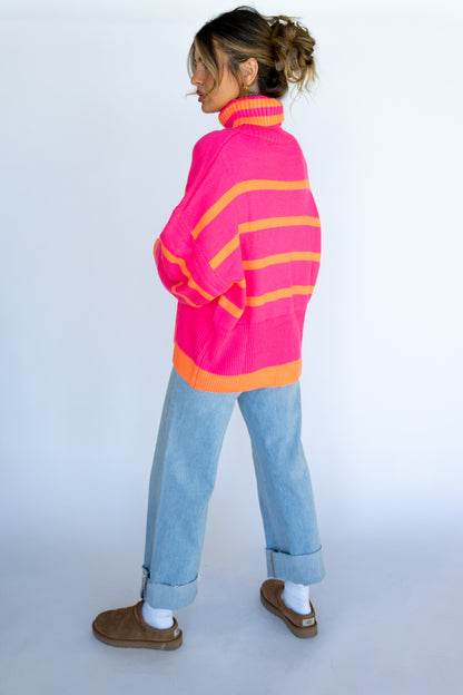 Striped Oversized Turtle Neck