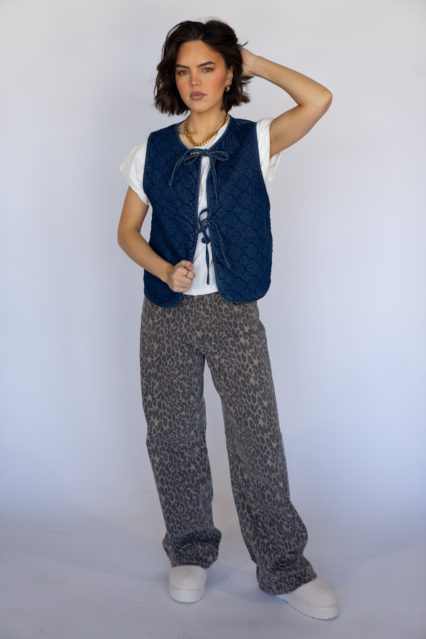 Quilted Denim Vest