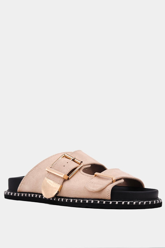 Charlotte Suede Sandal (Beige)