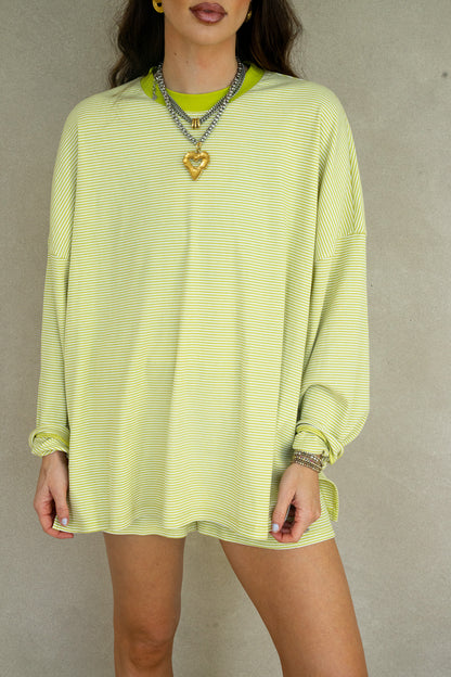 Alex Striped Top- Chartreuse