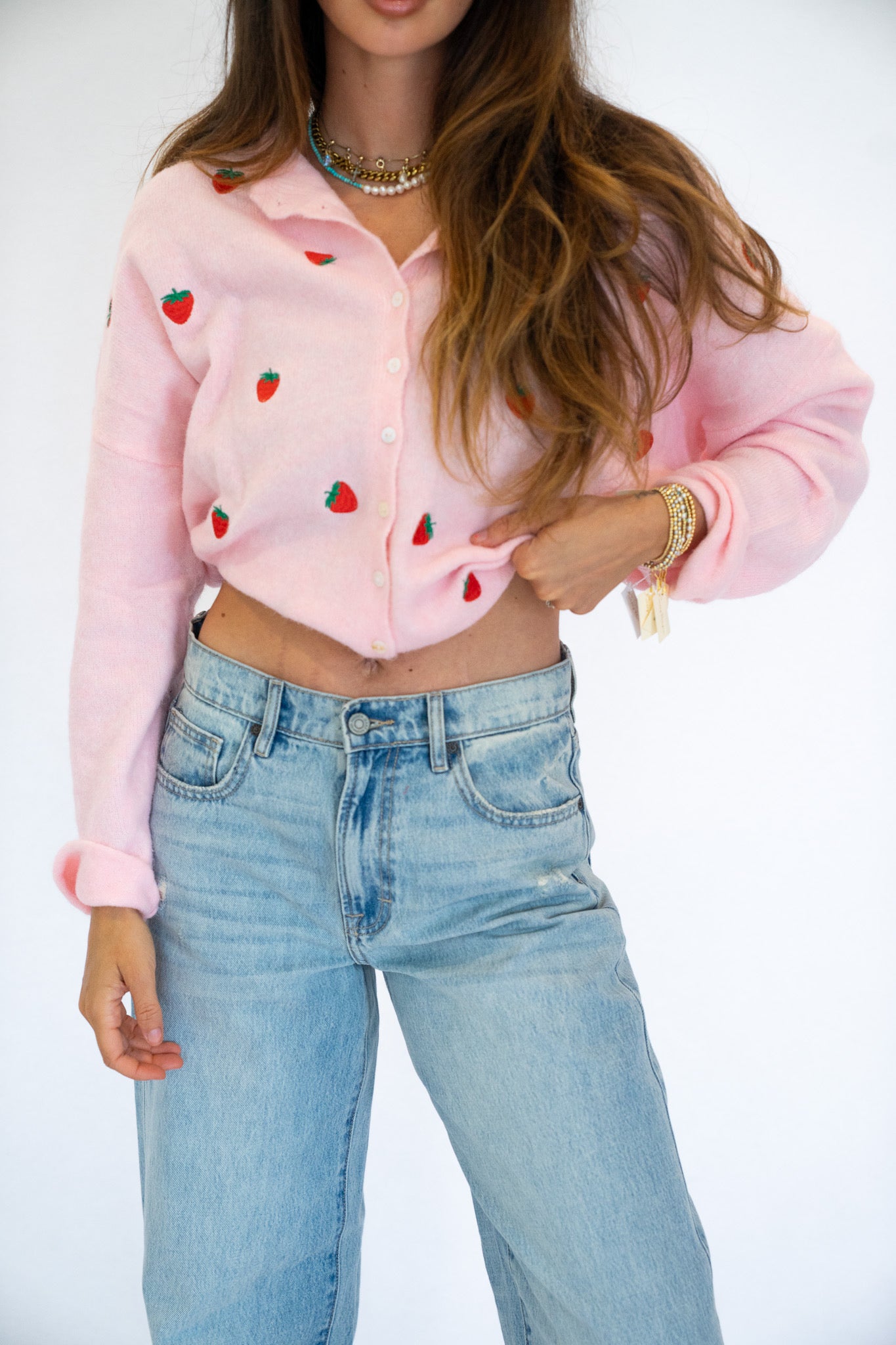 Strawberry Embroidered Cardigan
