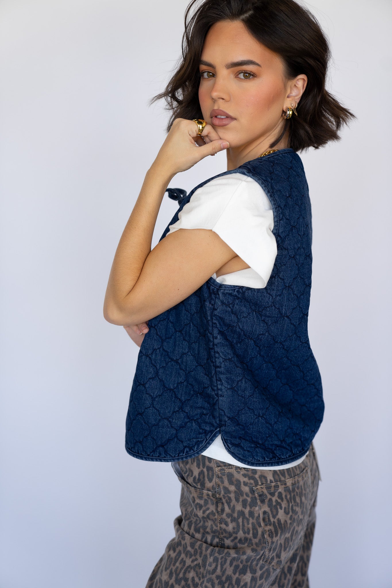 Quilted Denim Vest