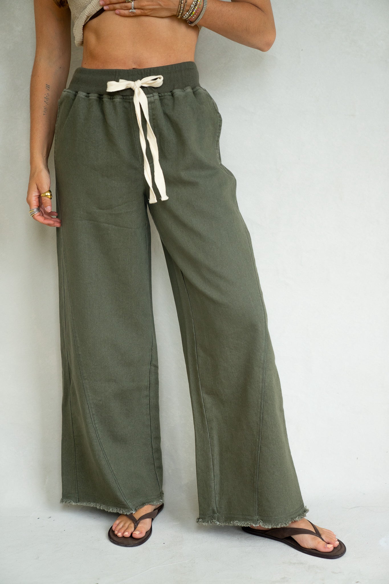 Olive Wide Leg Pants