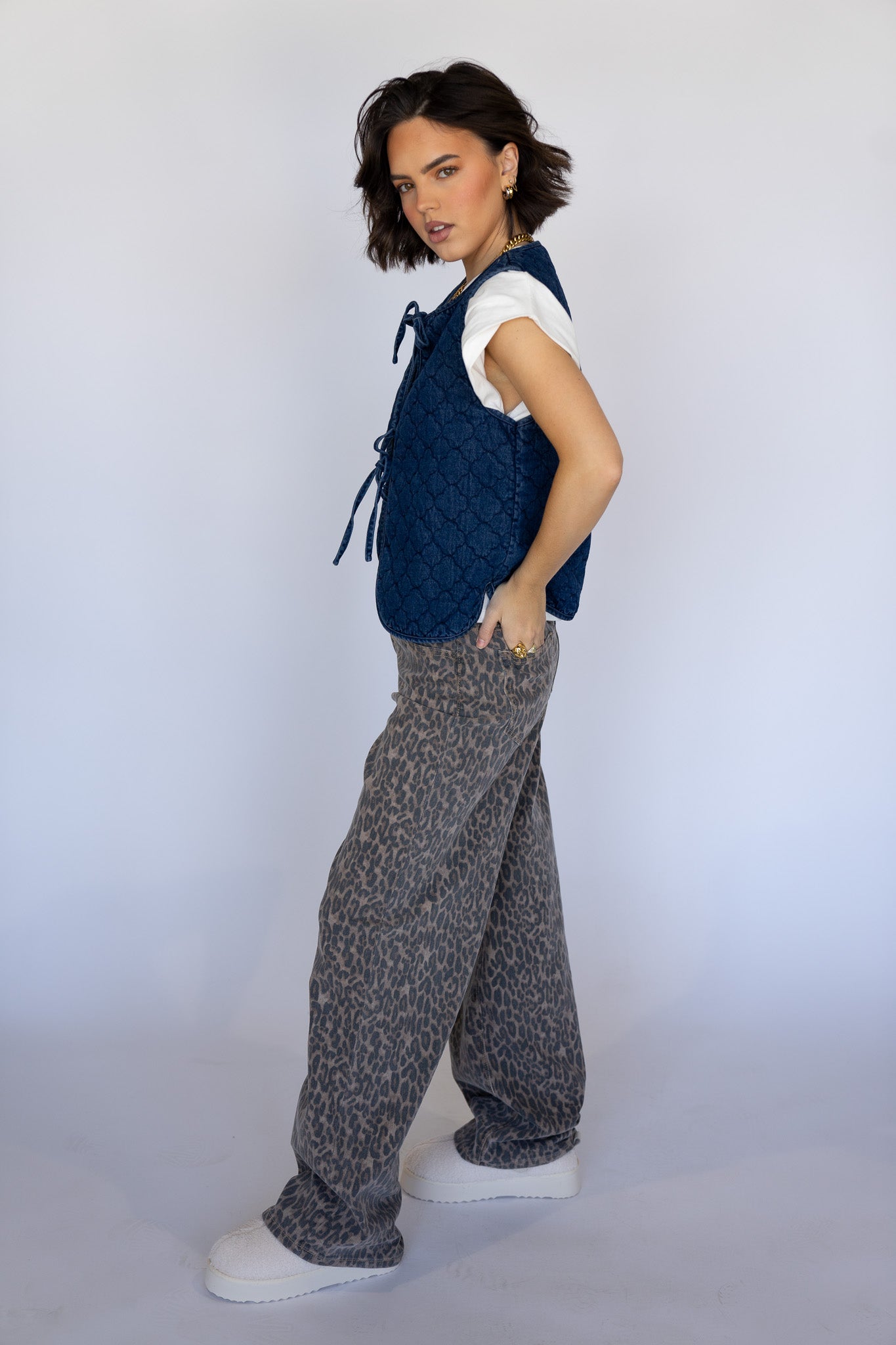 Quilted Denim Vest