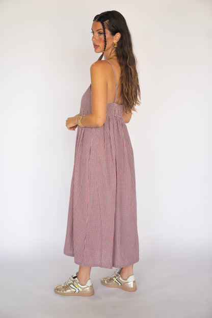 Burgundy Gingham Dress