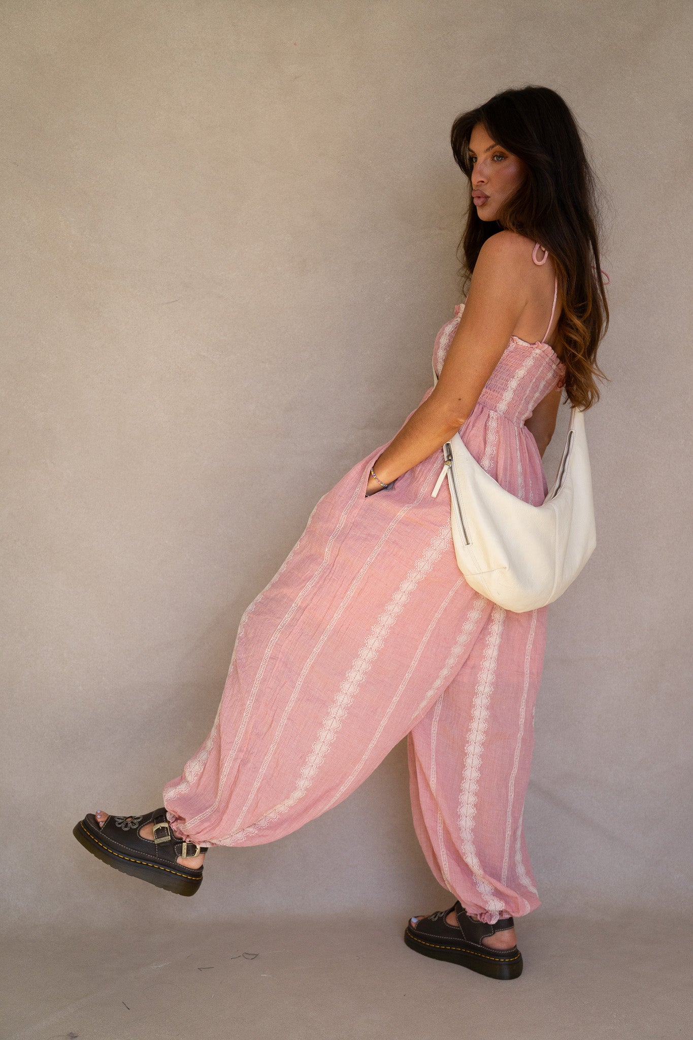 Pink & White Bubble Jumpsuit