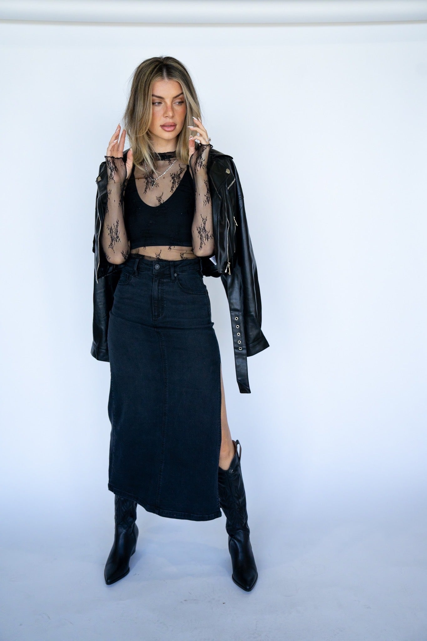 Peyton Side Slit Midi Skirt (Multiple Colors)