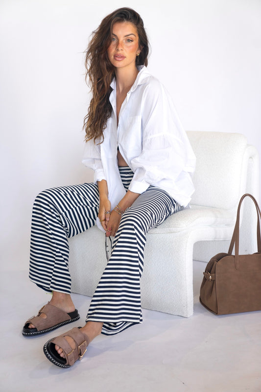 Navy Striped Summer Pants