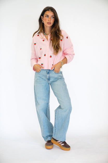 Strawberry Embroidered Cardigan
