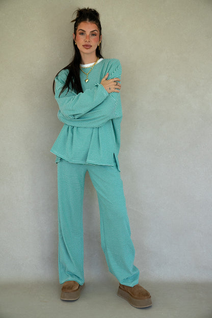 Katy Striped Pants - Green/White