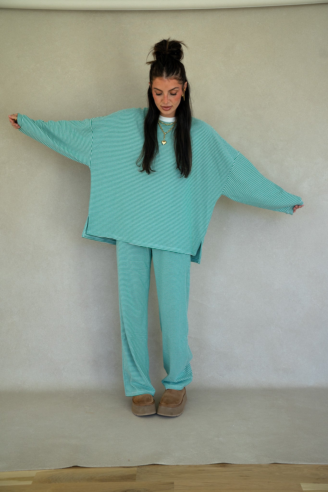 Katy Striped Pants - Green/White