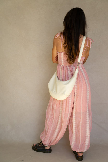 Pink & White Bubble Jumpsuit