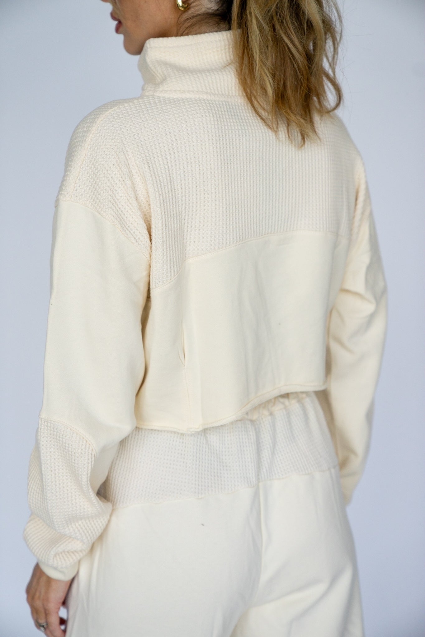Cream Waffle Knit Pullover