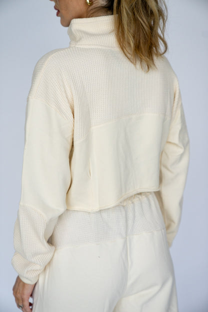 Cream Waffle Knit Pullover