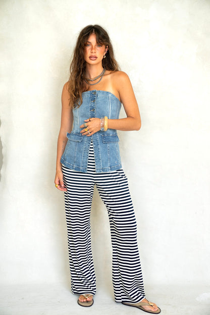 Summer Breeze Navy Striped Pants