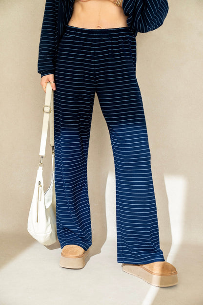 Katy Striped Pants - Navy/Blue