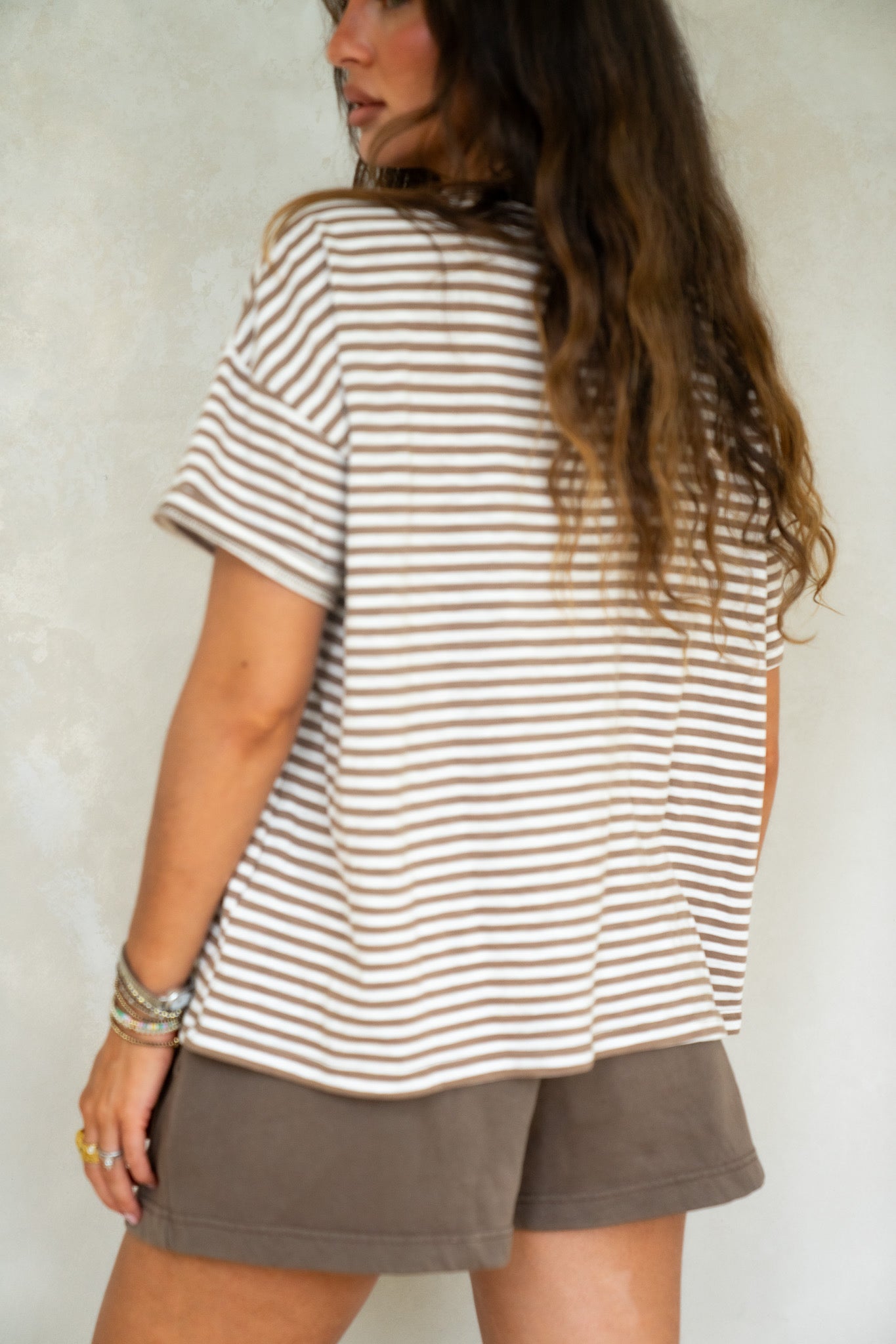 Brown Striped Boyfriend Tee