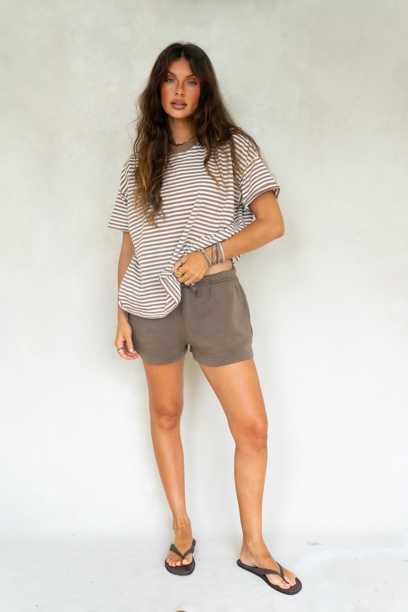 Brown Striped Boyfriend Tee