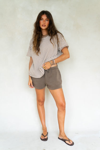 Brown Striped Boyfriend Tee