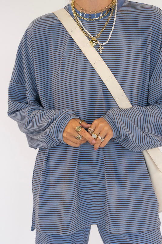 Blue/Brown Striped Top