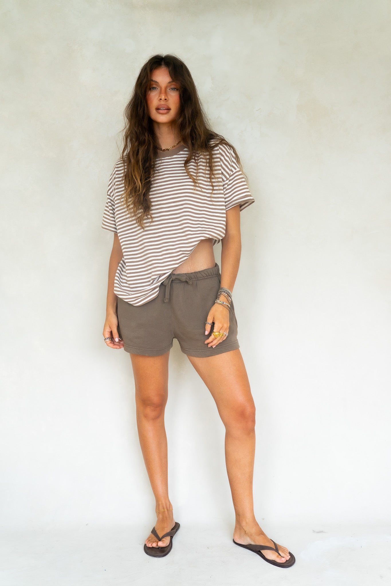 Brown Striped Boyfriend Tee