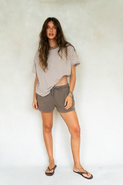 Brown Striped Boyfriend Tee