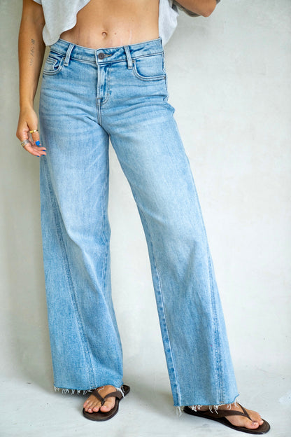 Mid Rise Seamed Denim