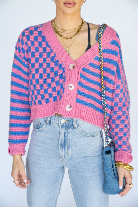 Mixed Up Cropped Cardi Multiple Colors)