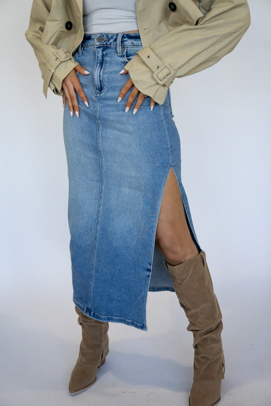 Peyton Side Slit Midi Skirt (Multiple Colors)