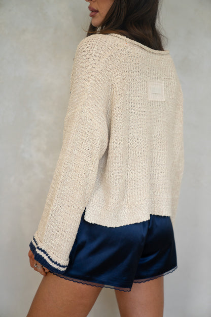 Navy Stripe Patch Sweater