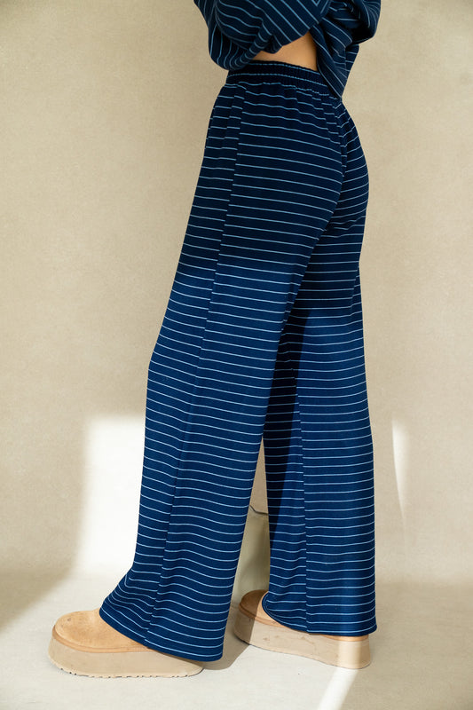 Katy Striped Pants - Navy/Blue