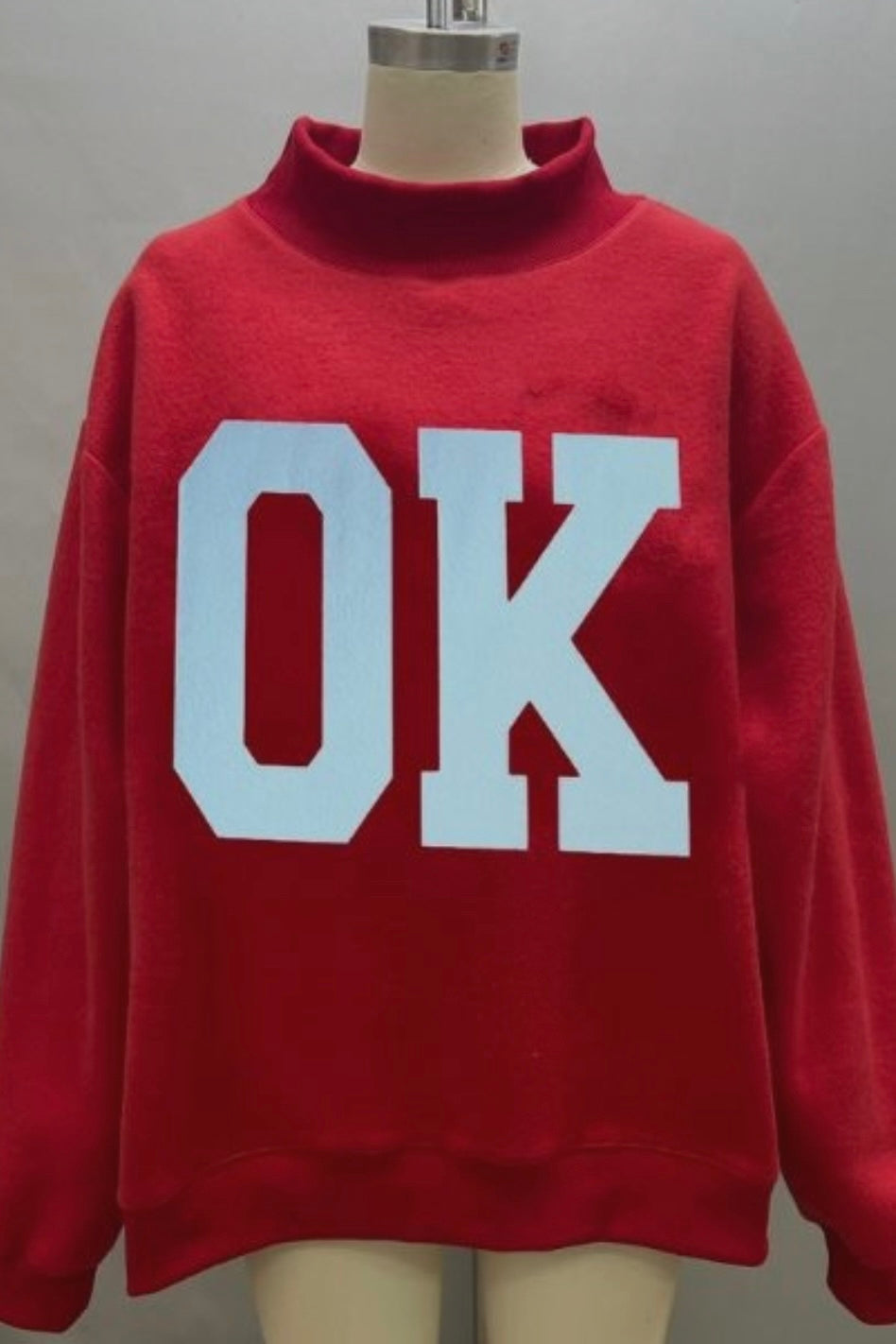Red Oklahoma/OK Mock Neck
