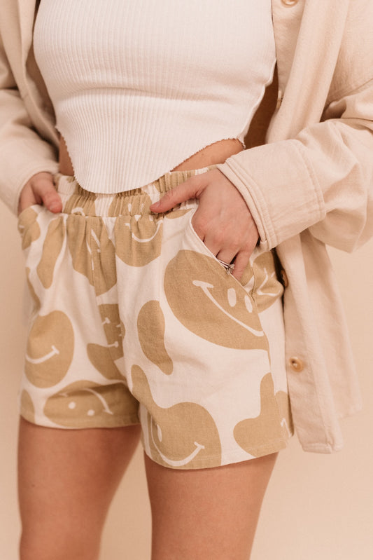 Smile Print Shorts
