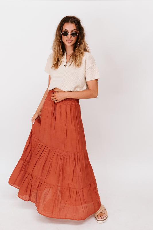 Smocked Waist Maxi Skirt