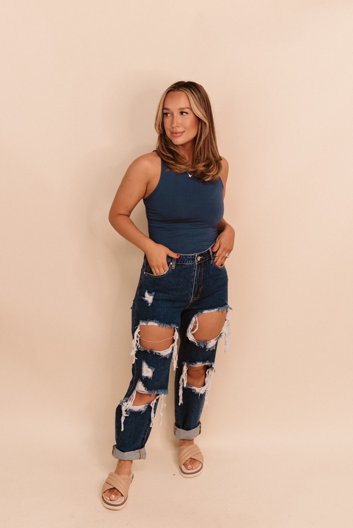 Ripped High Waisted Mom Jeans