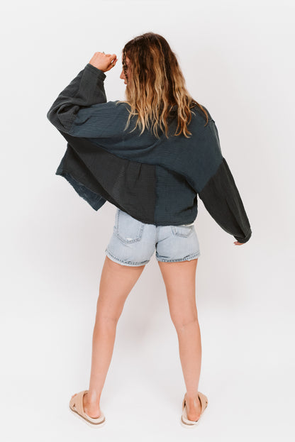 Gauze Colorblock Button Up (Multiple Colors)