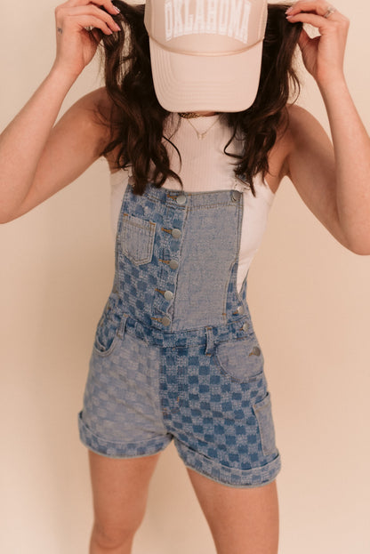 Checkered Denim Overalls
