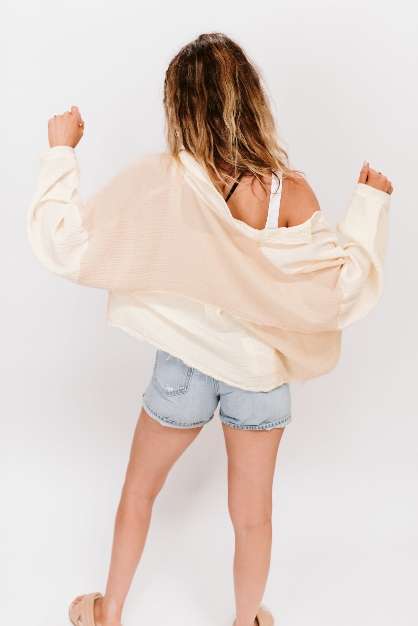 Gauze Colorblock Button Up (Multiple Colors)