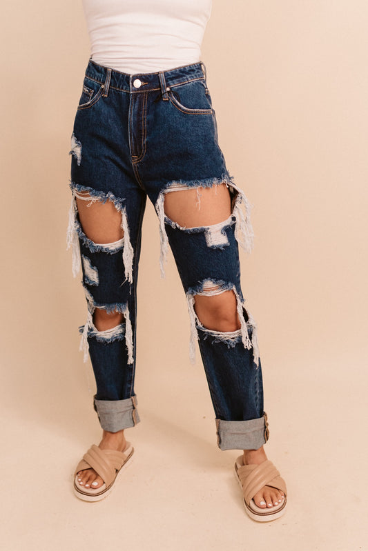 Ripped High Waisted Mom Jeans