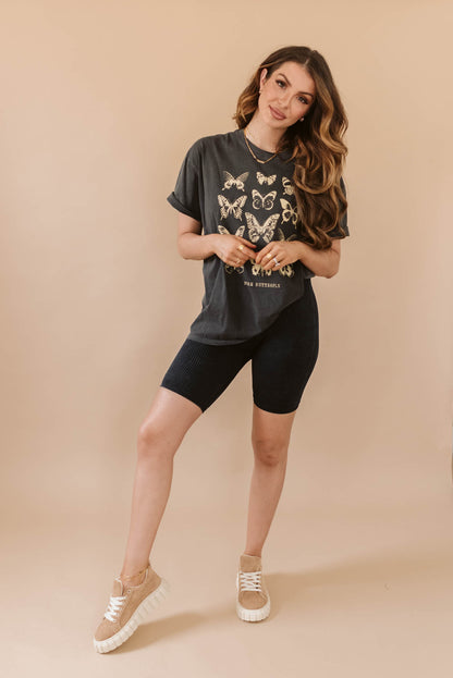 Charcoal Ribbed Biker Shorts